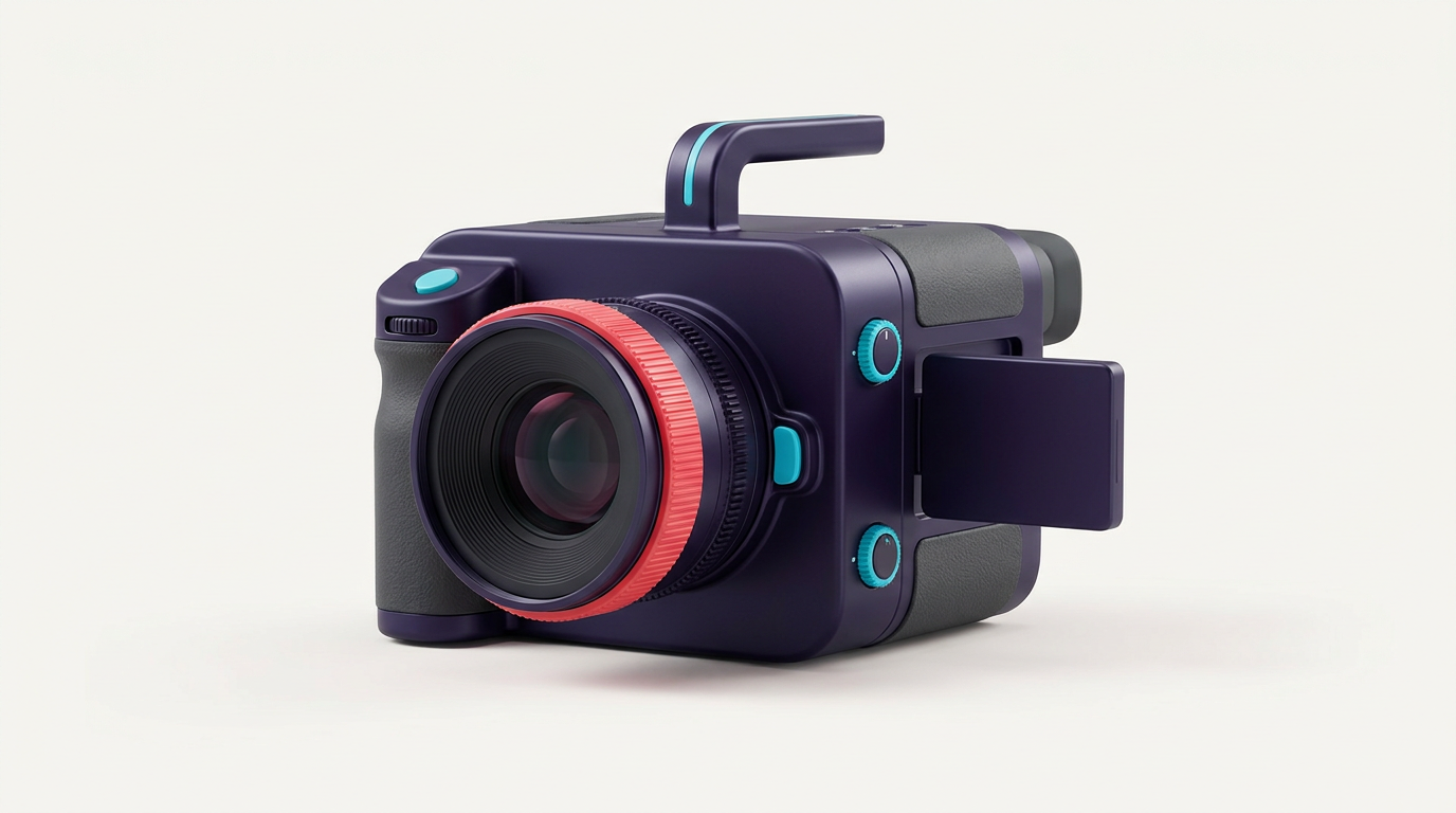 Purple Camera | OMS A purple cinema camera with accessories is shown, representing our video production services.
